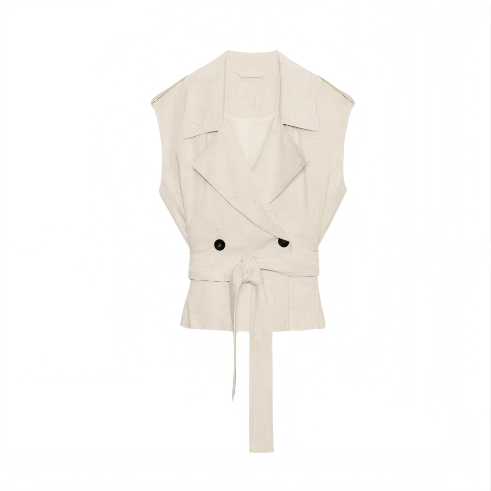 Women's with Belt sleeveless linen blend vest