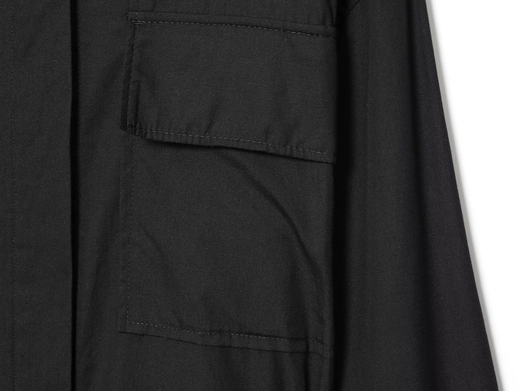 Women's 2025 New Fashion With Belt Black Poplin Button-up Shirt