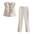 Women's new fashion slim single breasted lingerie style strapless vest+Pants suit