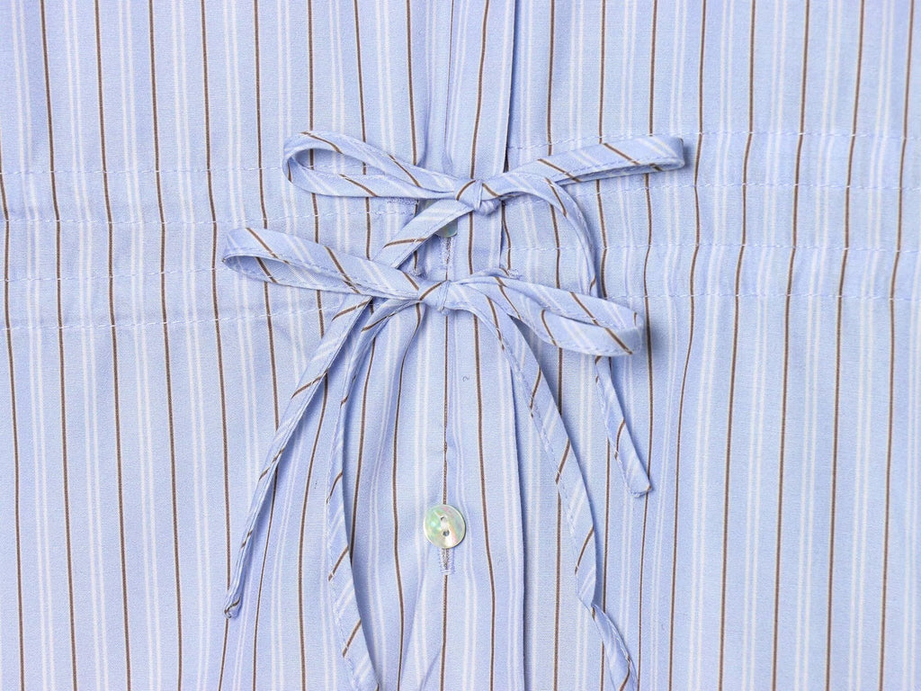 Women's bow decoration casual striped shirt