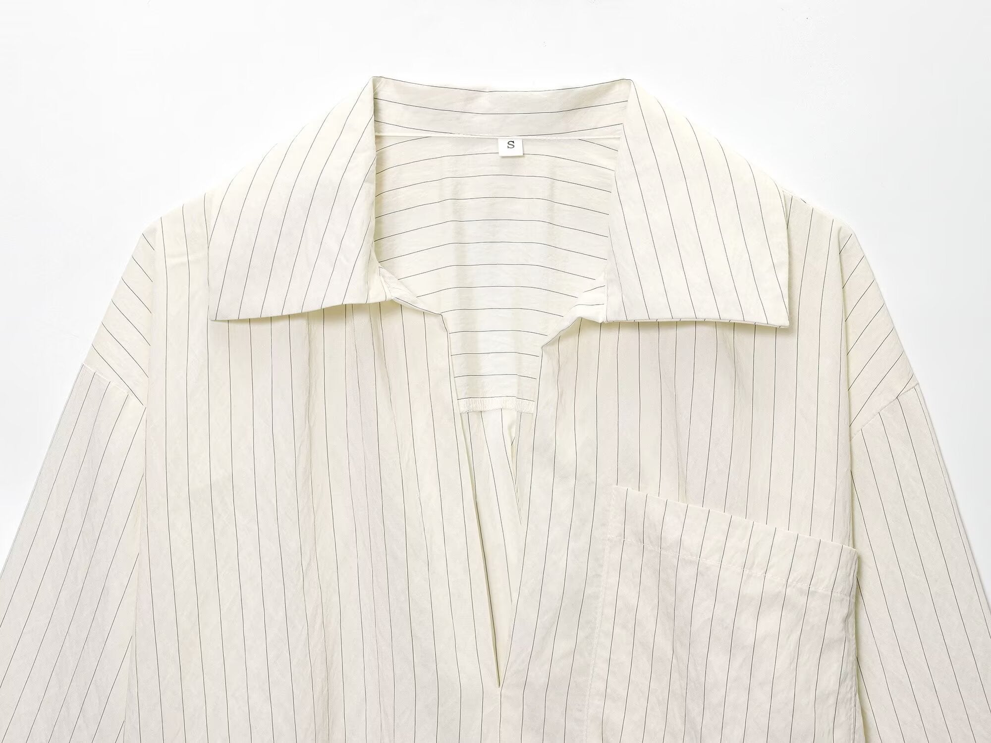 Women's new fashion loose Lapel striped Split shirt