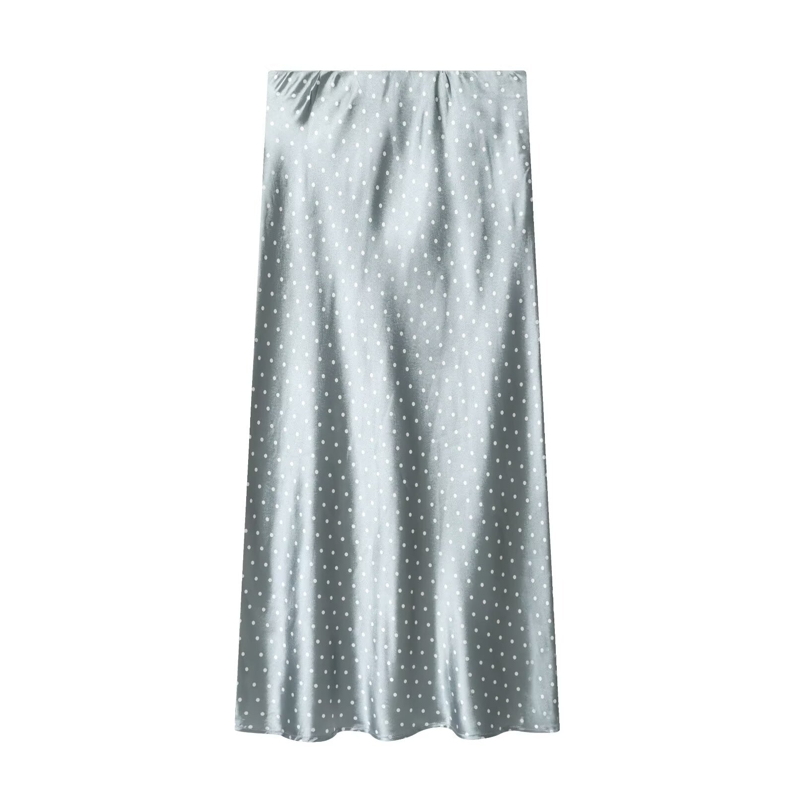 Women's polka dot satin texture MIDI skirt