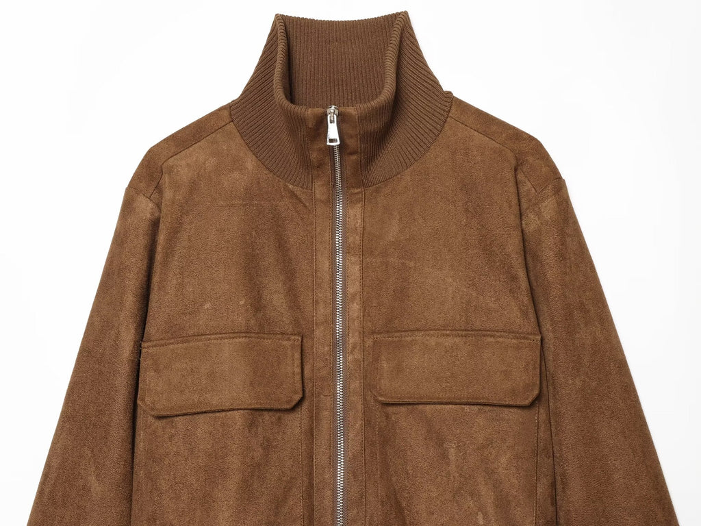 Women's suede texture short pilot jacket Coat
