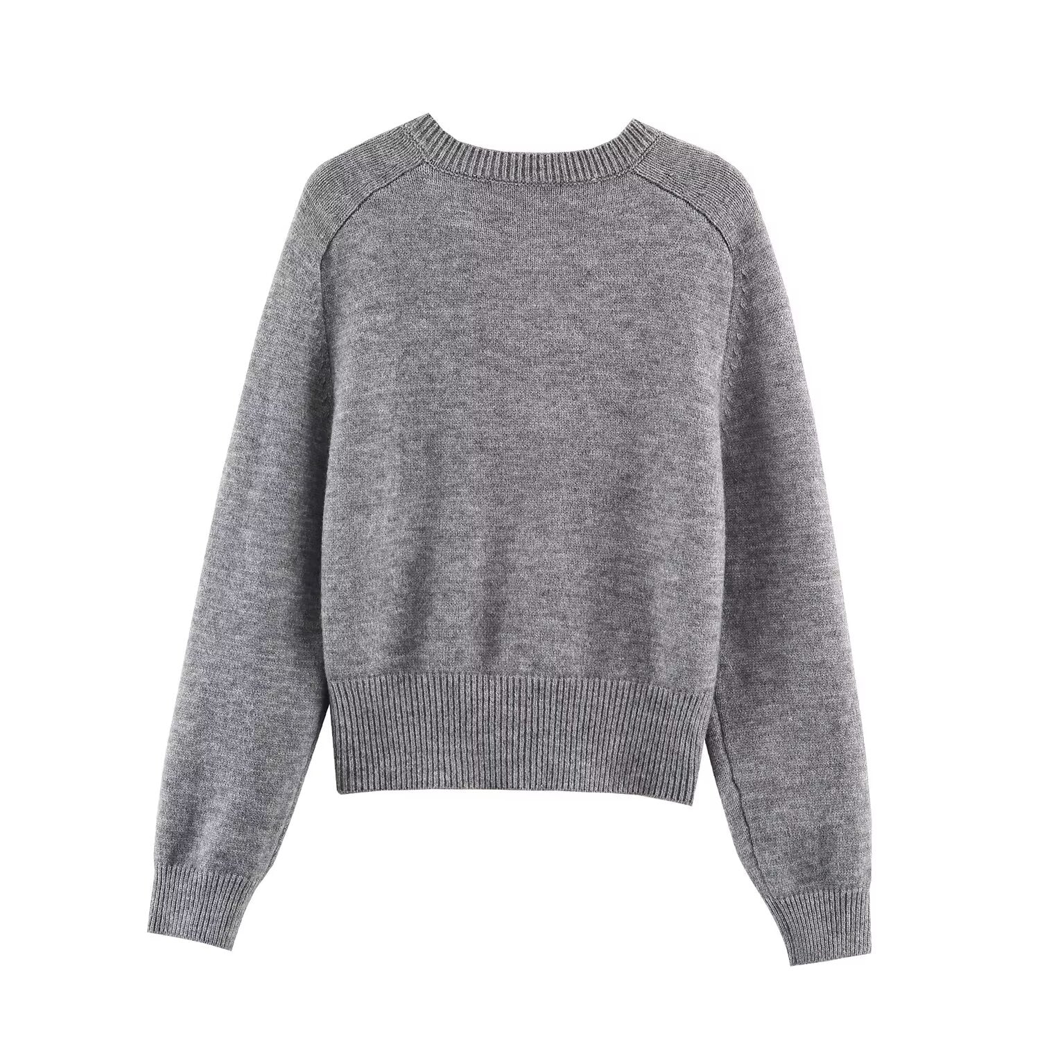 Women's soft textured round neck knitted Coat