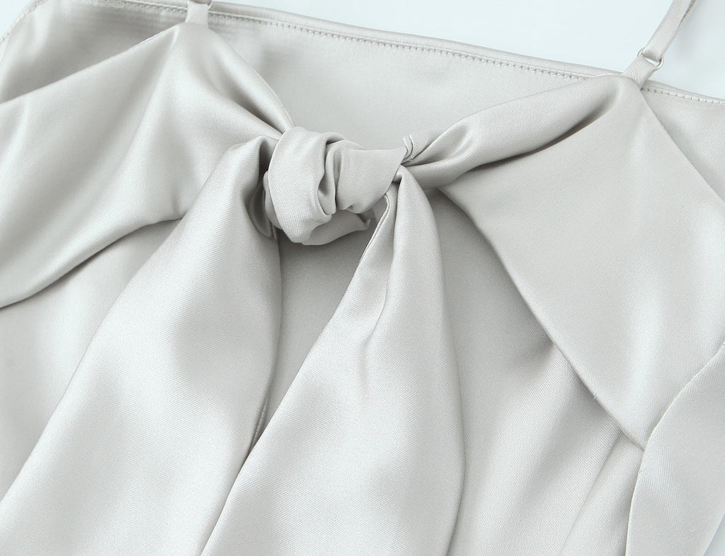 Women's New Fashion Thin Scarf Decorative Satin Texture Midi Dress