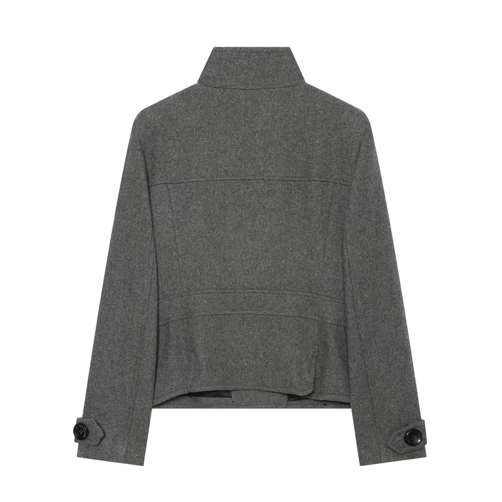 Women's standing collar double breasted woolen blend coat