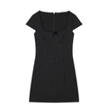 Women's bow decoration striped mini dress