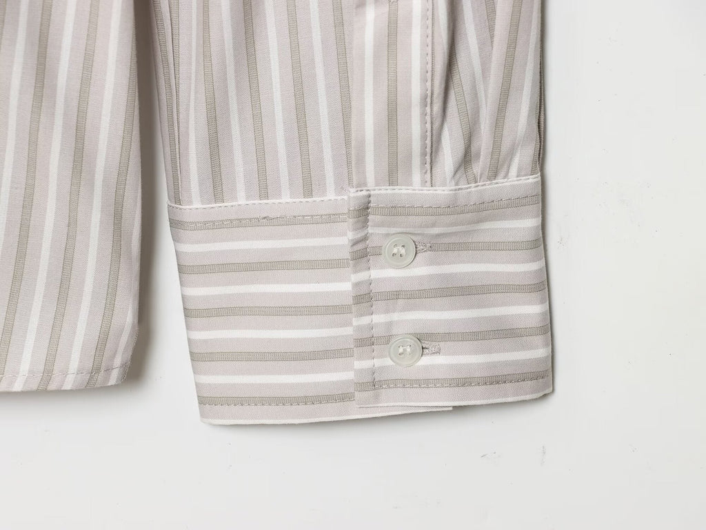Women's Casual Lapel Striped Poplin Shirt