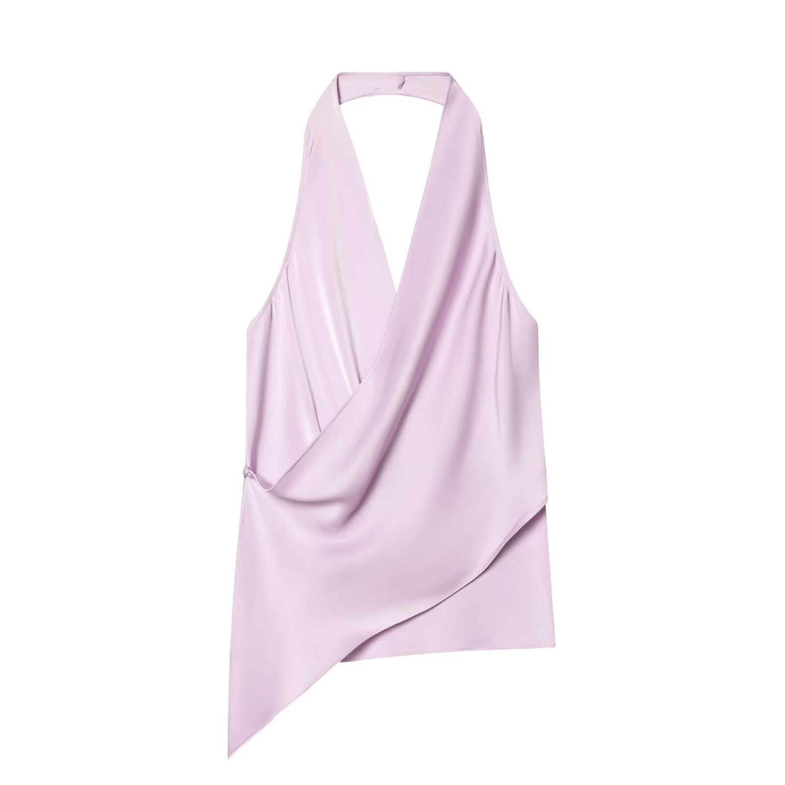 Women's Satin textured polka dot hanging neck top