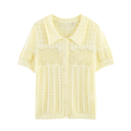 Women's short sleeved hollow knitted cardigan