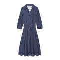 Women's with belt striped shirt style dress
