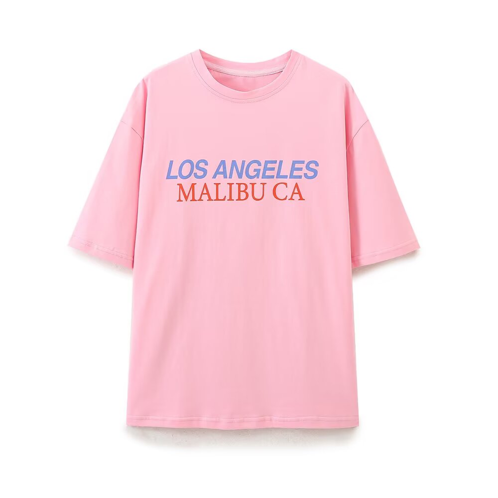 Letter printed T-shirt women's short sleeved O-neck loose T-shirt 2026 summer casual T-shirt