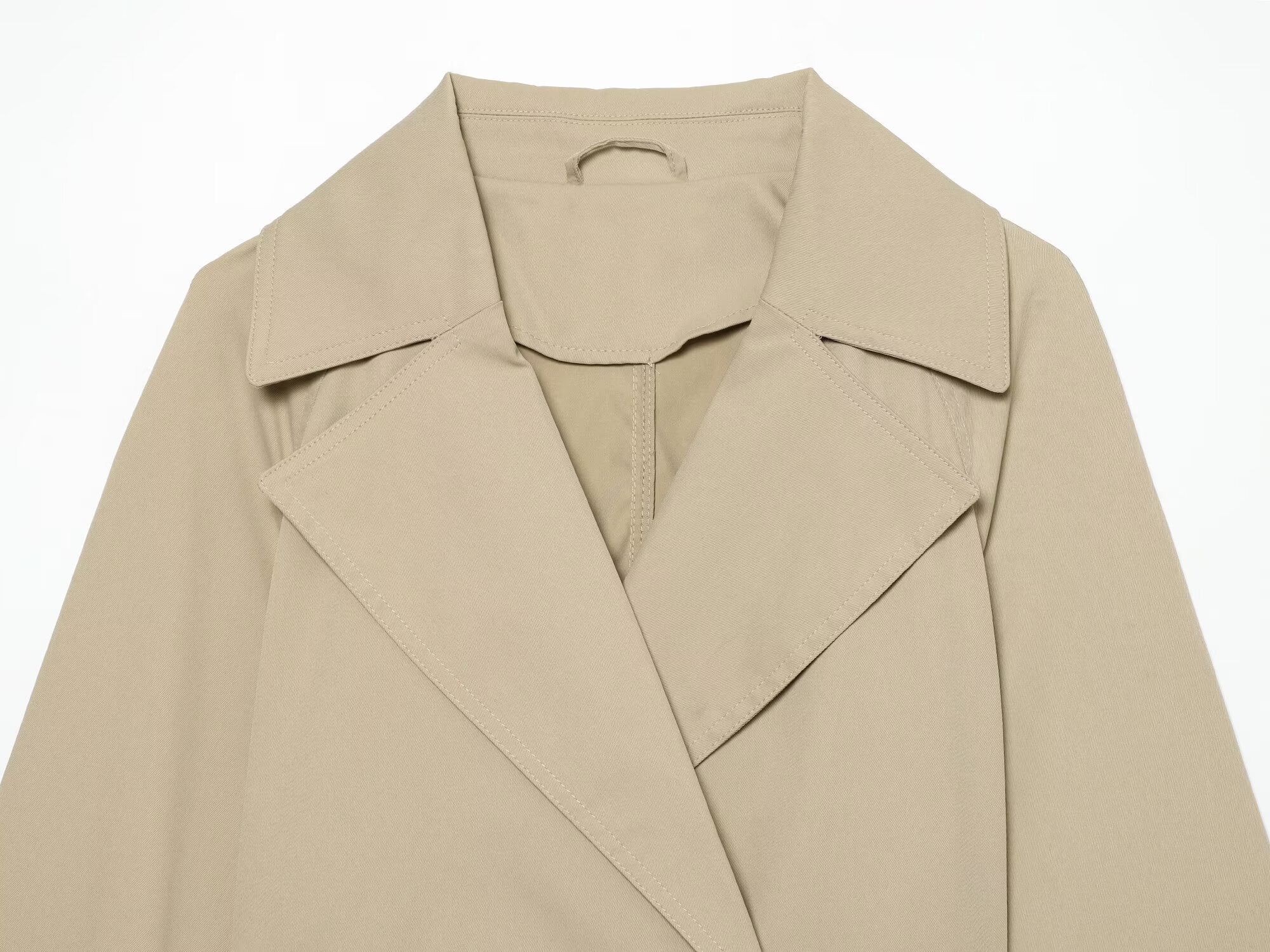 Women's With Belt Short Double breasted Windbreaker Coat