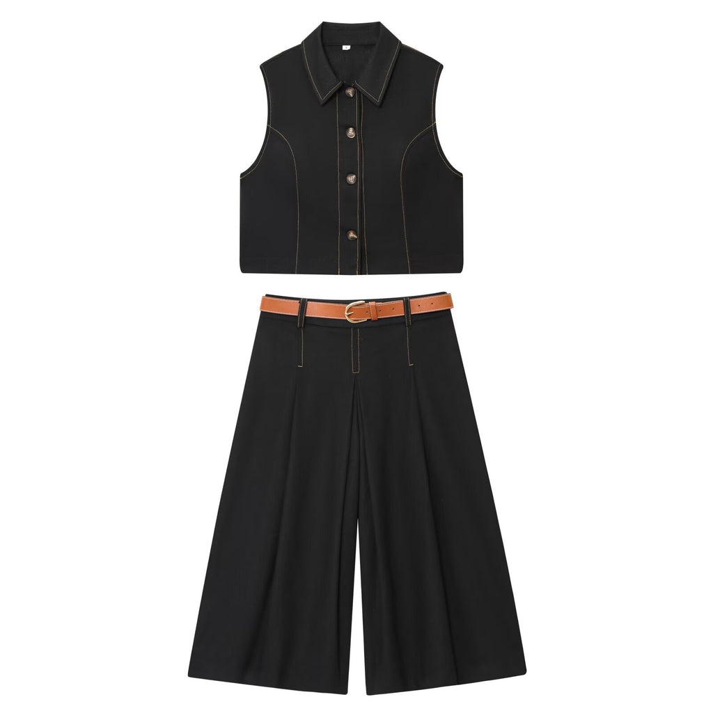 Women's New Fashion Casual Lapel Straight vest + Shorts Suit