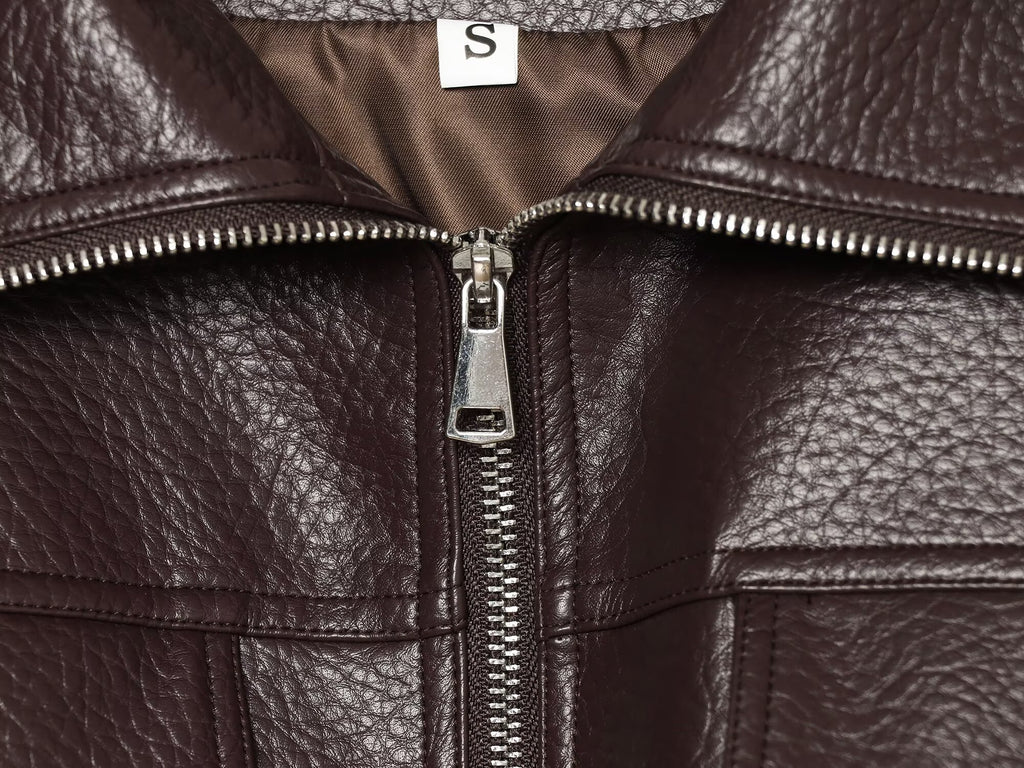 Women's with drawstring casual faux leather jacket