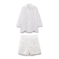 Suit women's 2-piece 2025 fashion openwork embroidered shirt retro women+shorts women's suit
