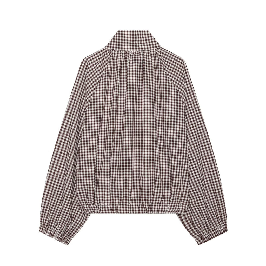 Women's with drawstring casual plaid Coat