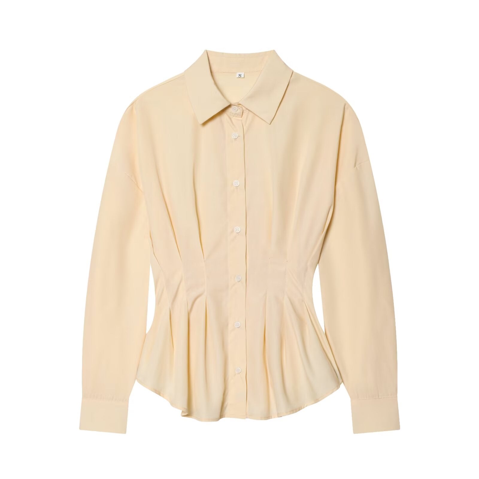 Women's pleated design slim lapel shirt