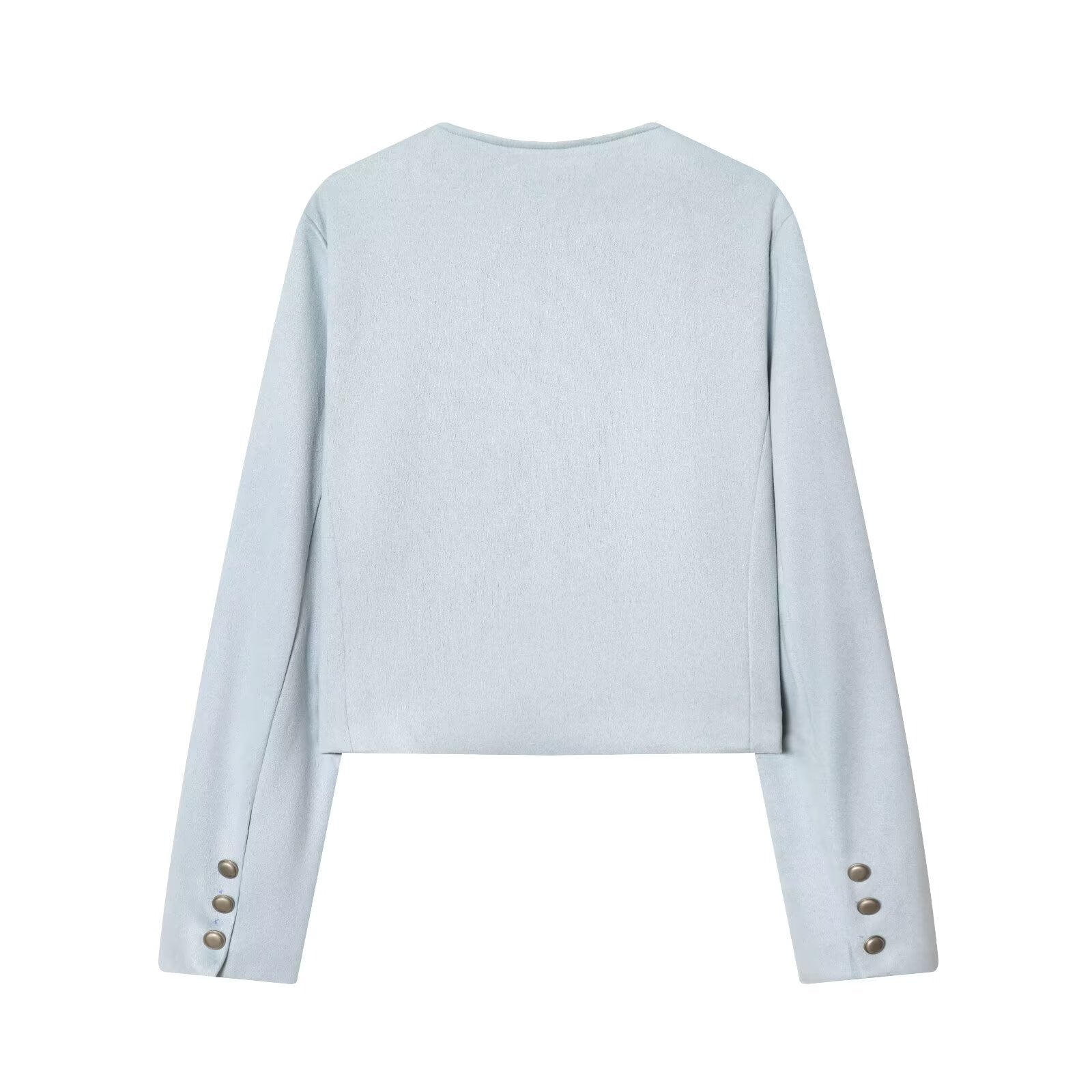 Women's suede texture short O Neck Coat