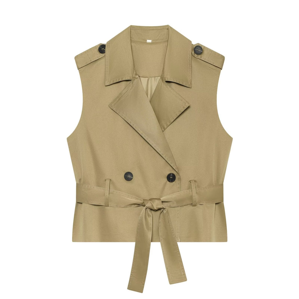 Women's with belt casual double breasted vest