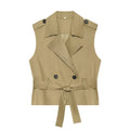 Women's with belt casual double breasted vest