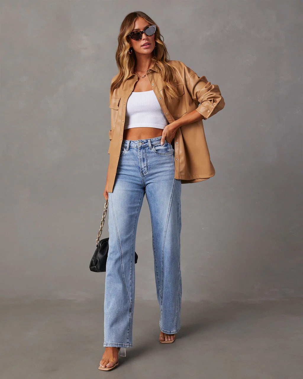 2025 Fashion Loose Splicing Wide Leg Jeans for Women