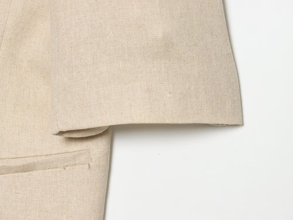 Women's short sleeved linen blend Blazer Coat