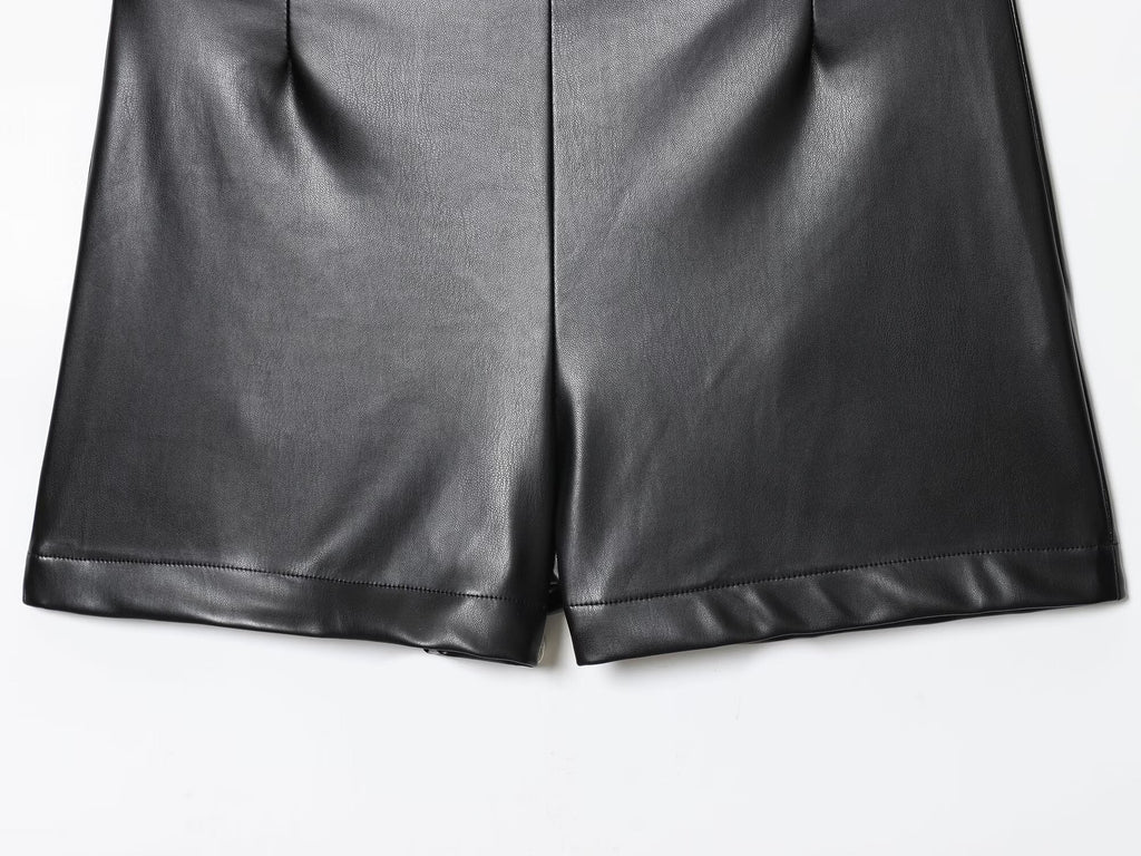Women's casual faux leather high waisted shorts