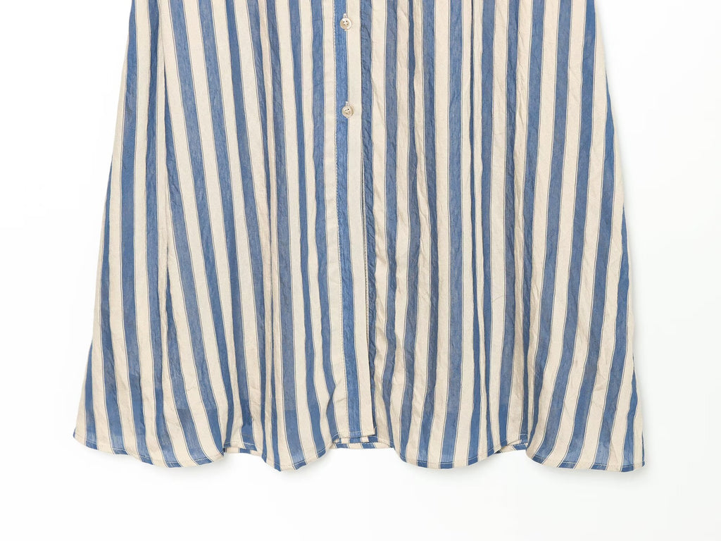Women's detachable waist design striped dress