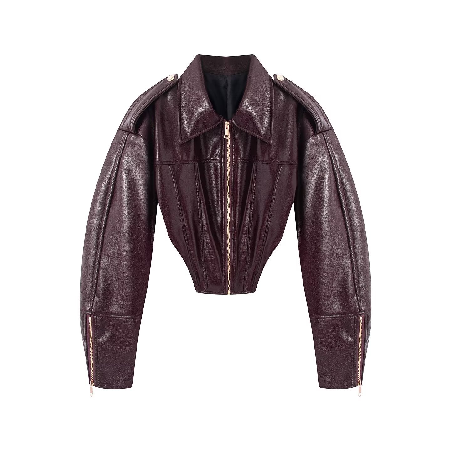 Women's retro short faux leather Coat