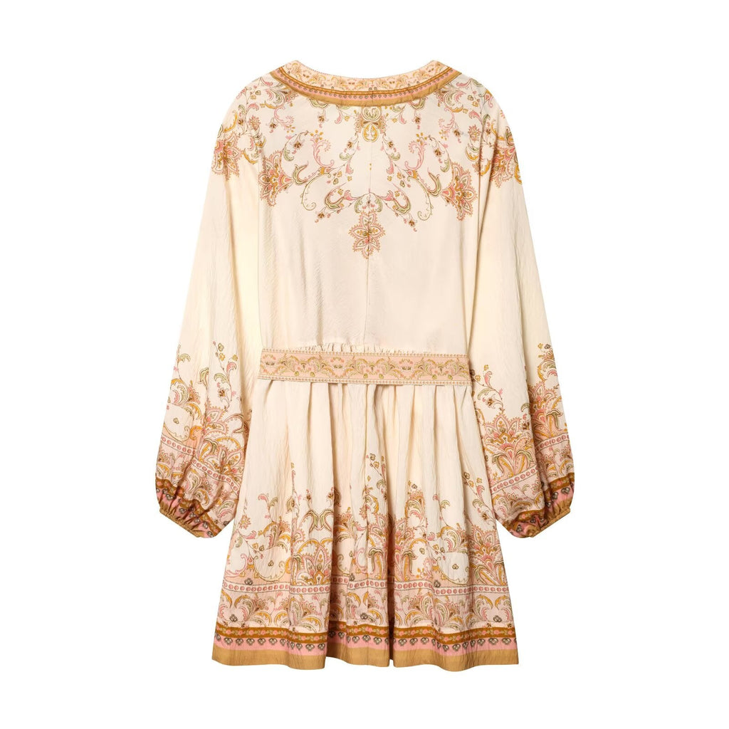 Women's vacation style V-neck printed dress