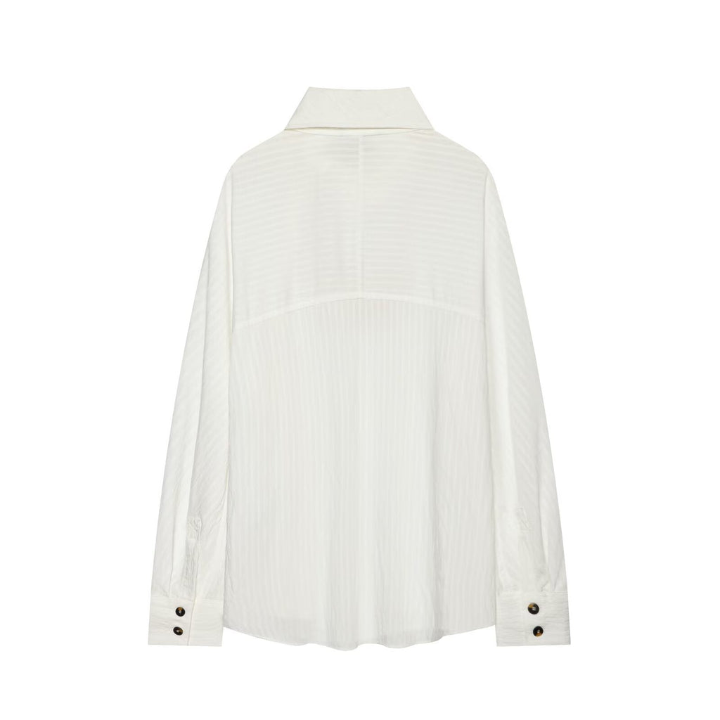 Women's casual striped cross Button-up shirt
