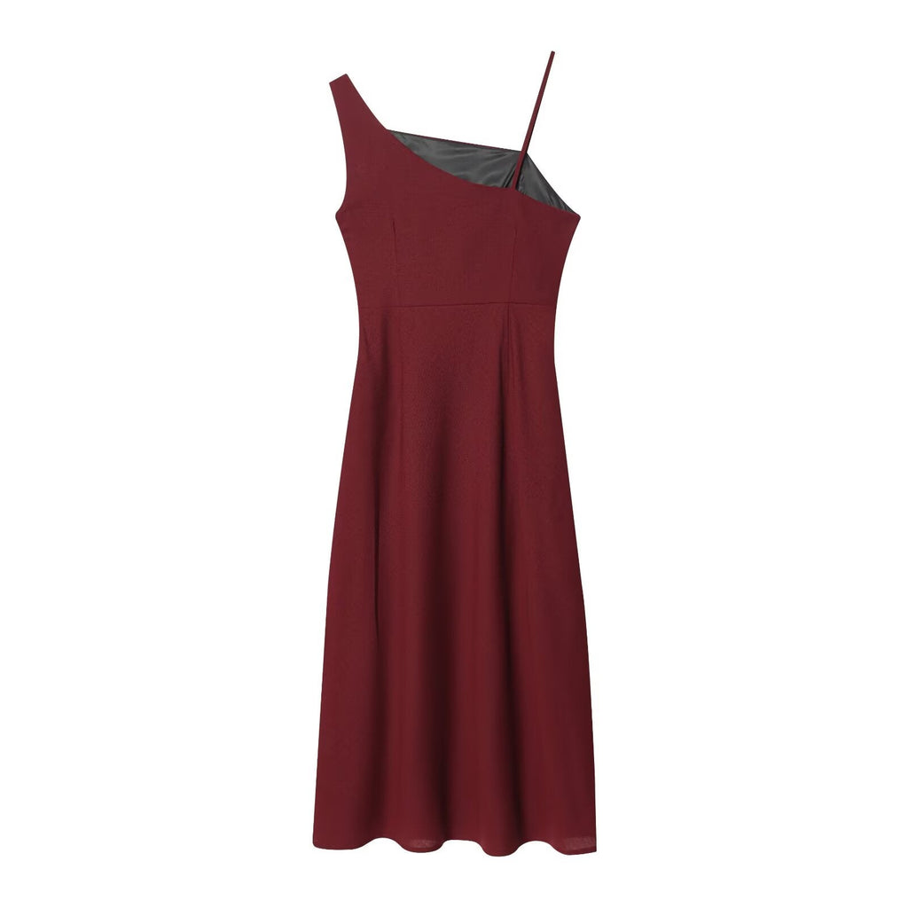 Women's linen asymmetrical MIDI dress