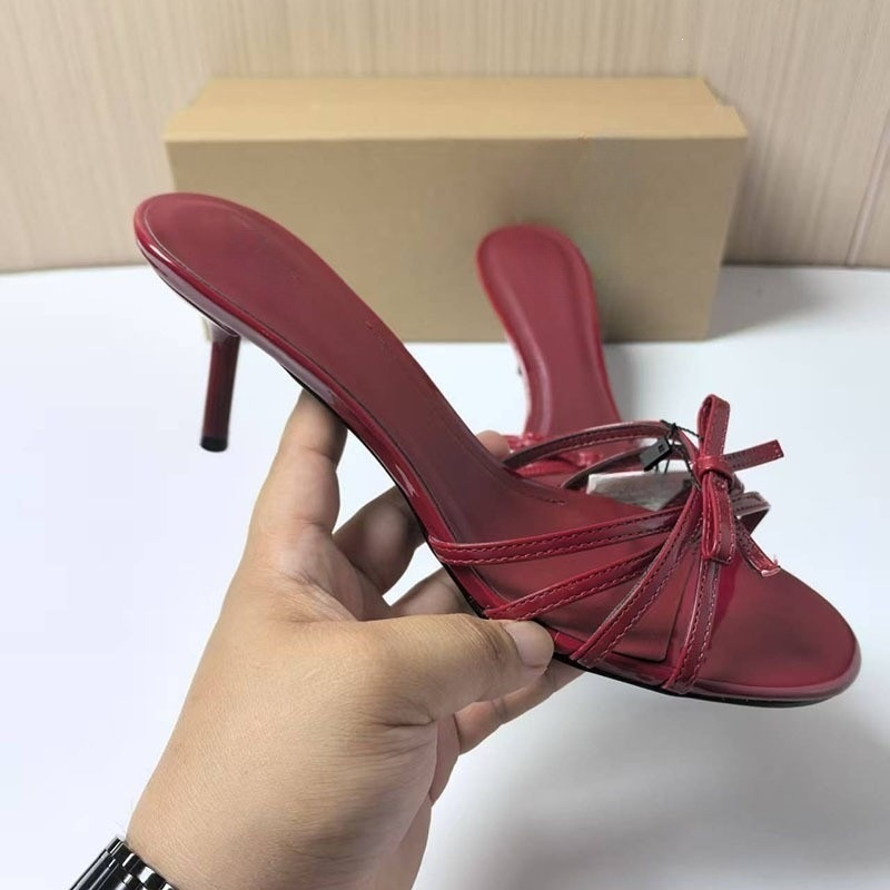 Women's new fashion patent leather bow high heels