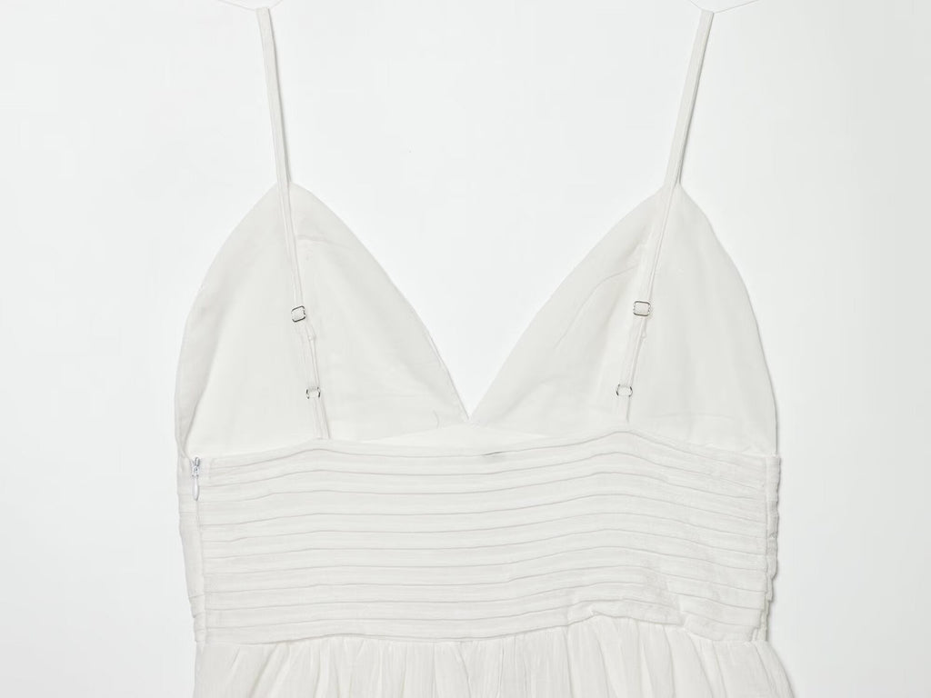 Women's embroidered suspender mini dress