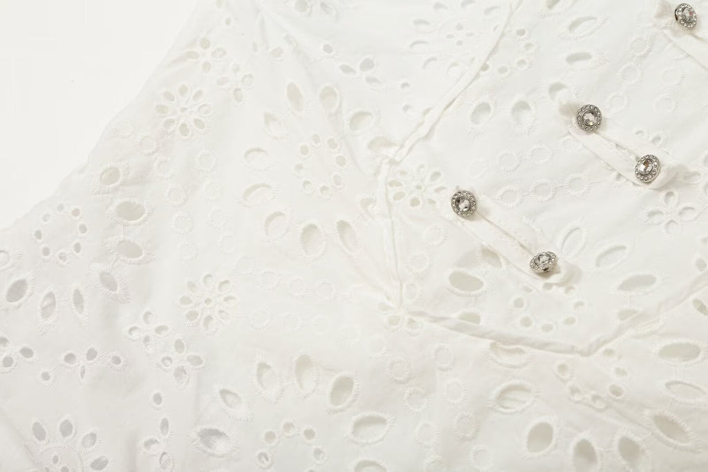 Women's hollowed out embroidered patchwork dress