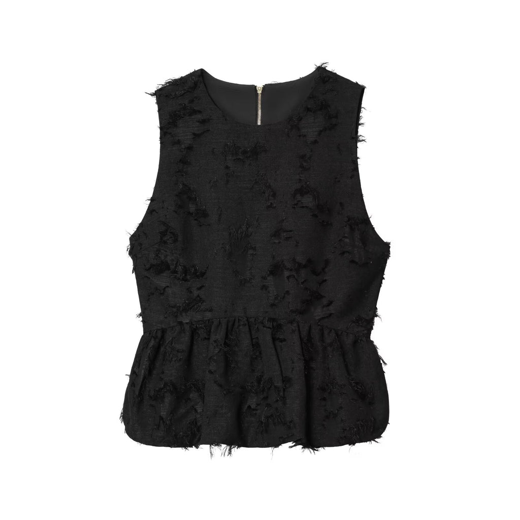 Women's New Fashion Bearded edge Short Skirt style hem Top