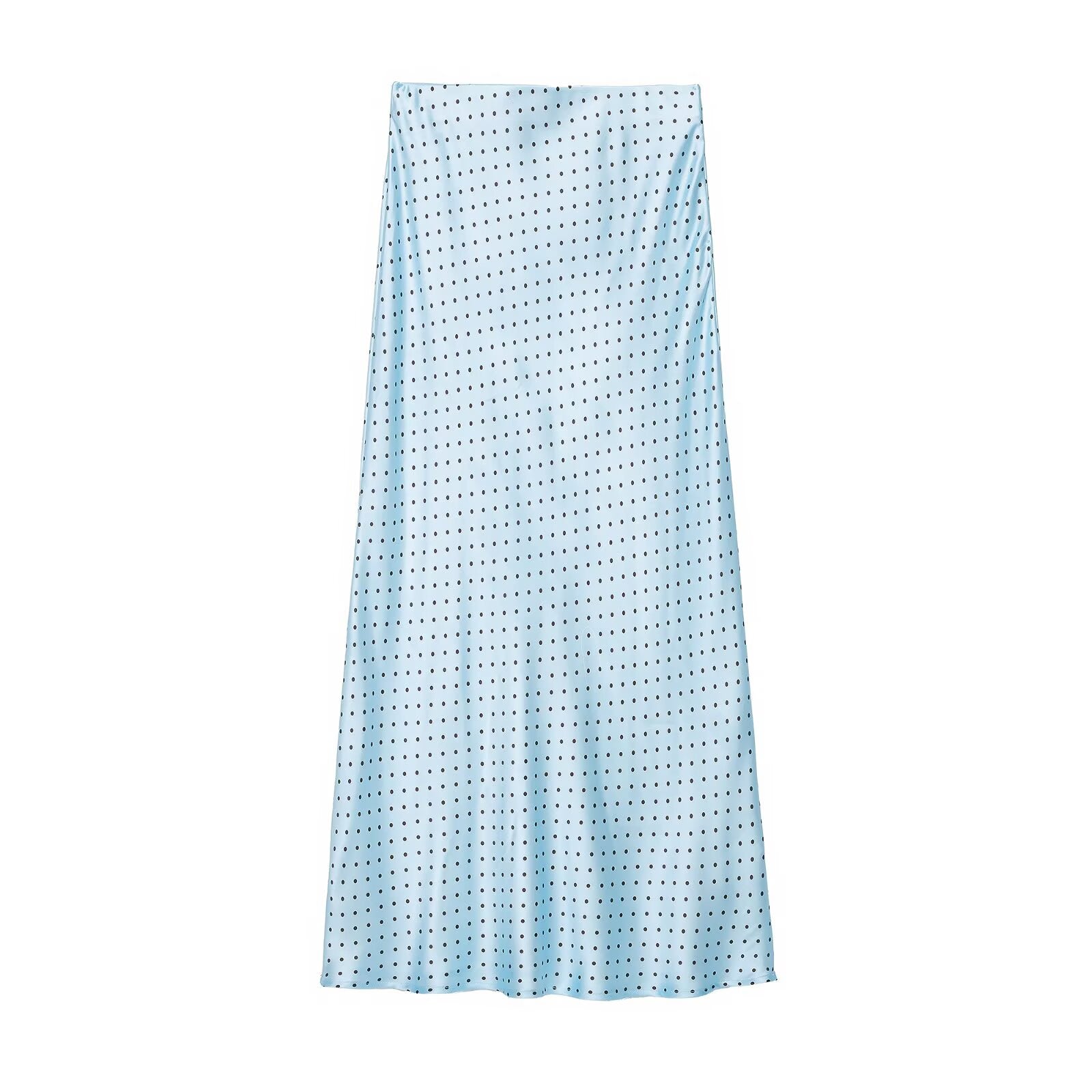 Women's satin textured polka dot MIDI skirt