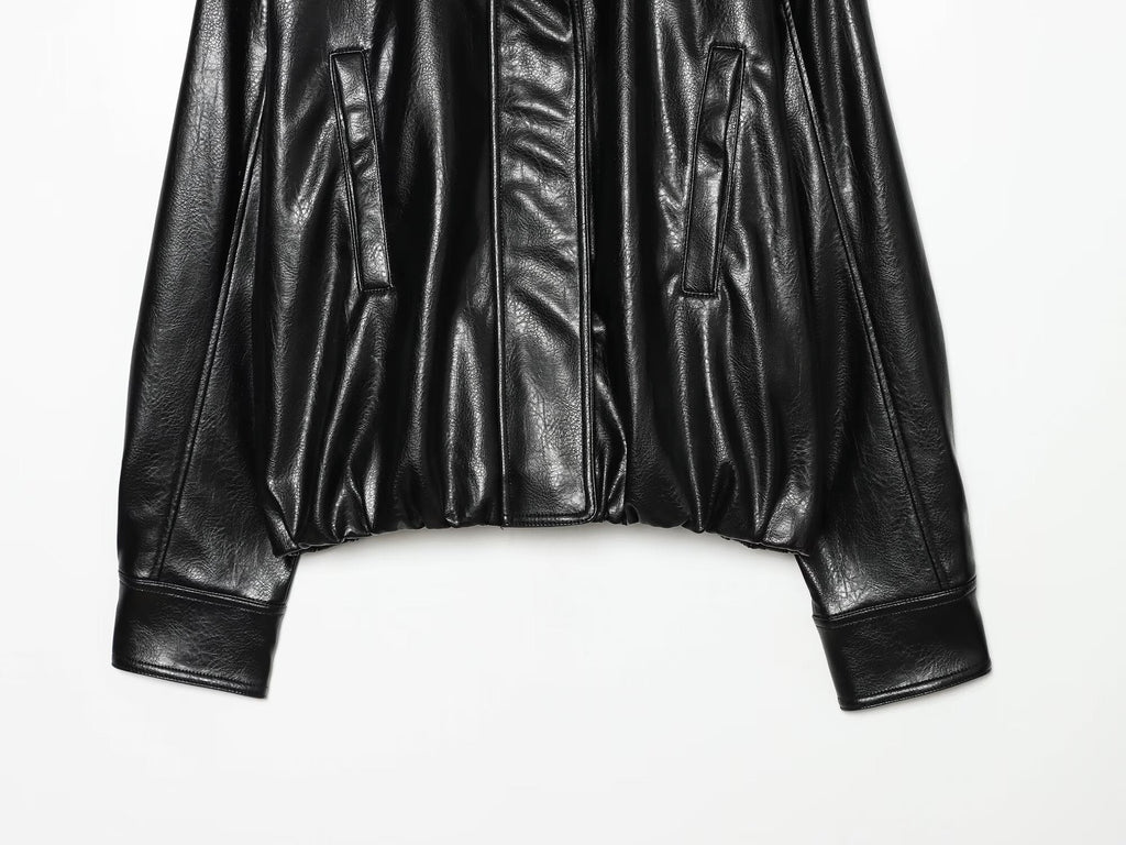 Women's leather effect pilot jacket Coat