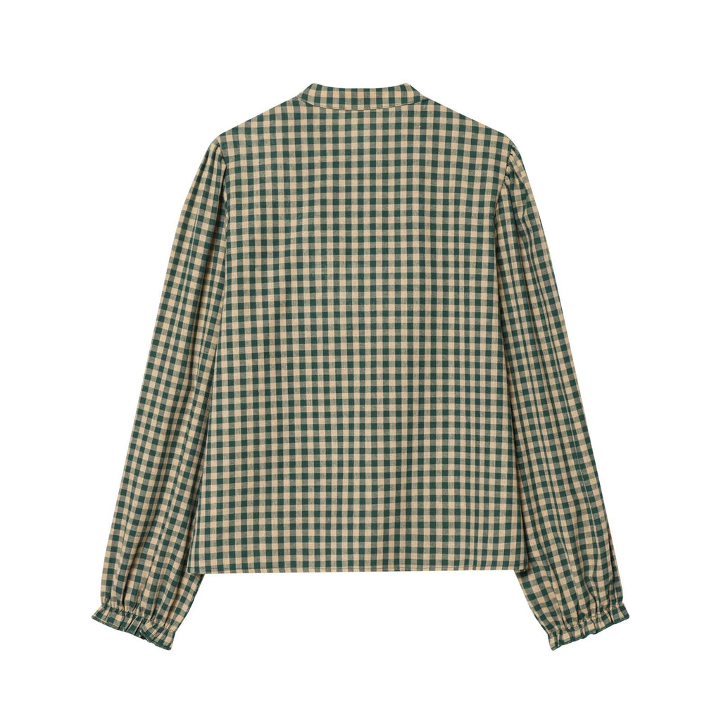 Women's layered decorative casual plaid shirt