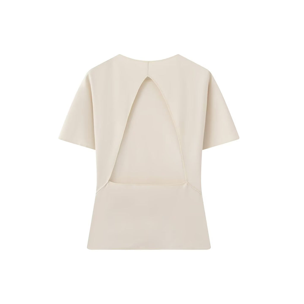 suit Women's 2 pieces backless design round neck top+Pants