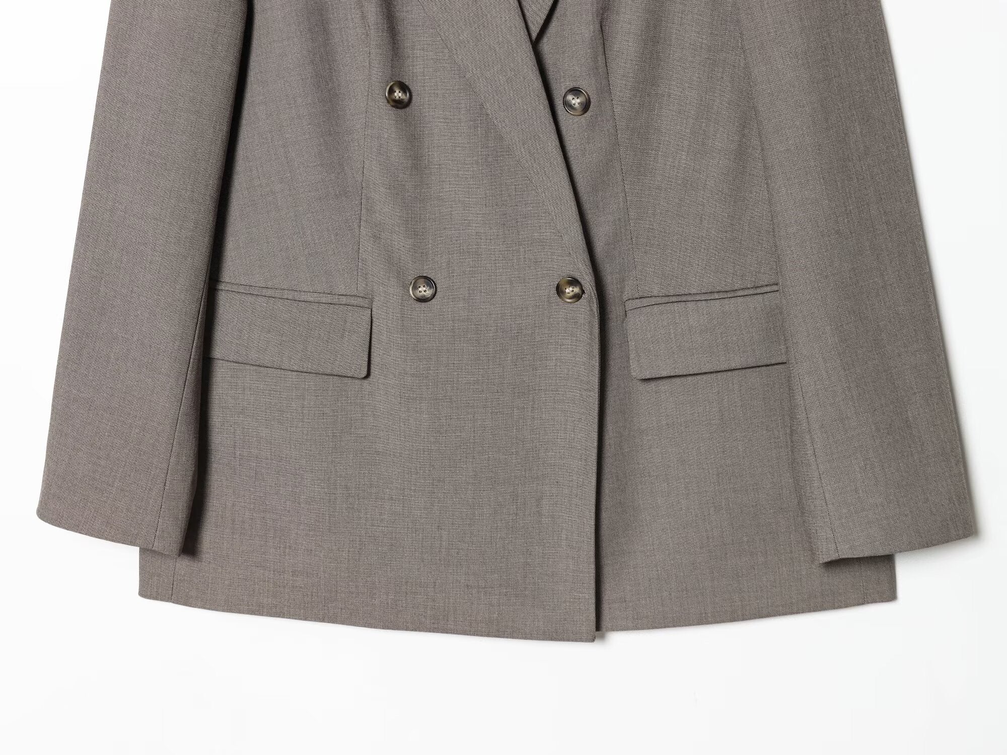 Women's loose double breasted lapel Blazer Coat +Pants