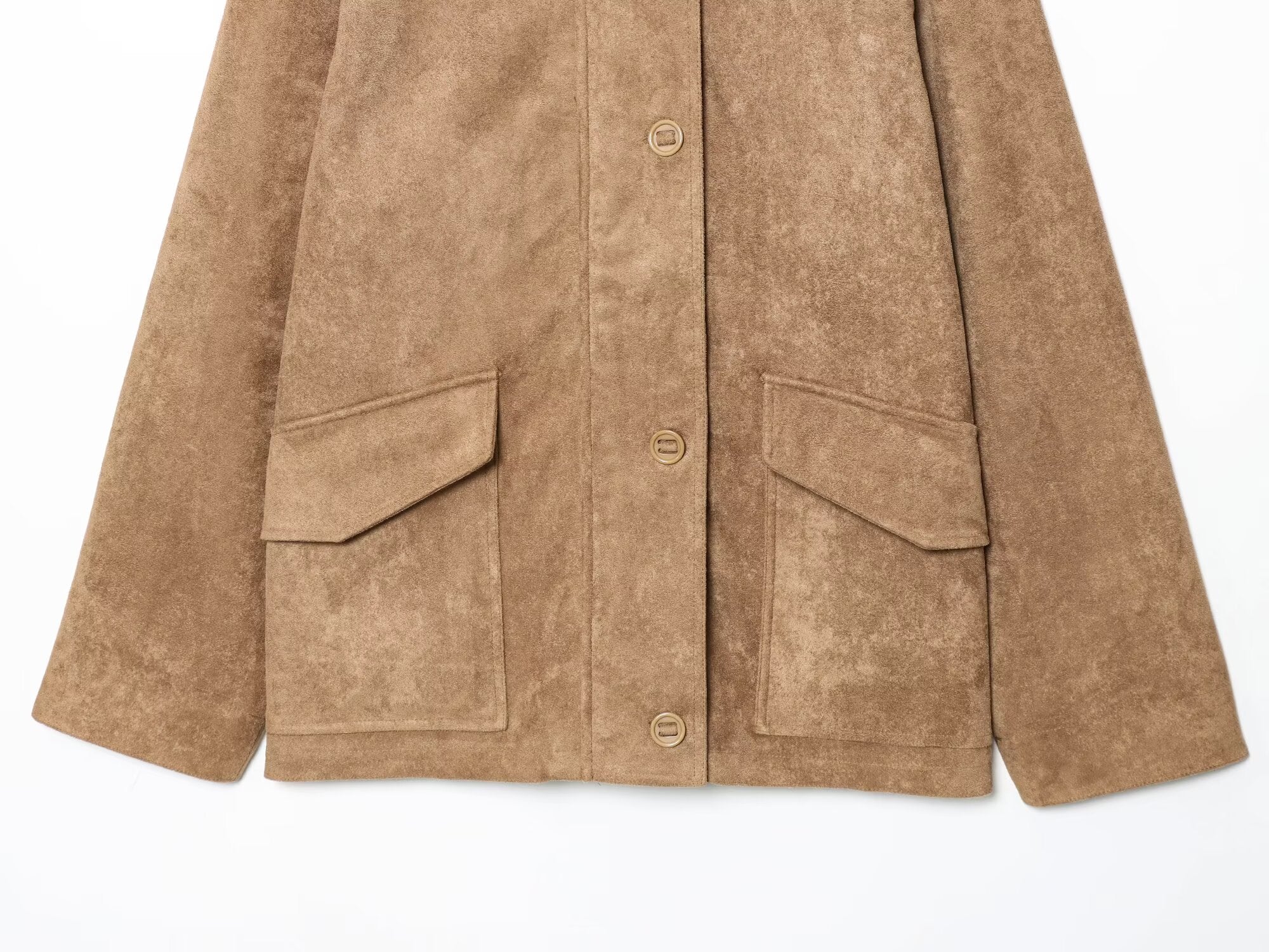 Women's 2025 new fashion suede texture lapel faux leather Coat