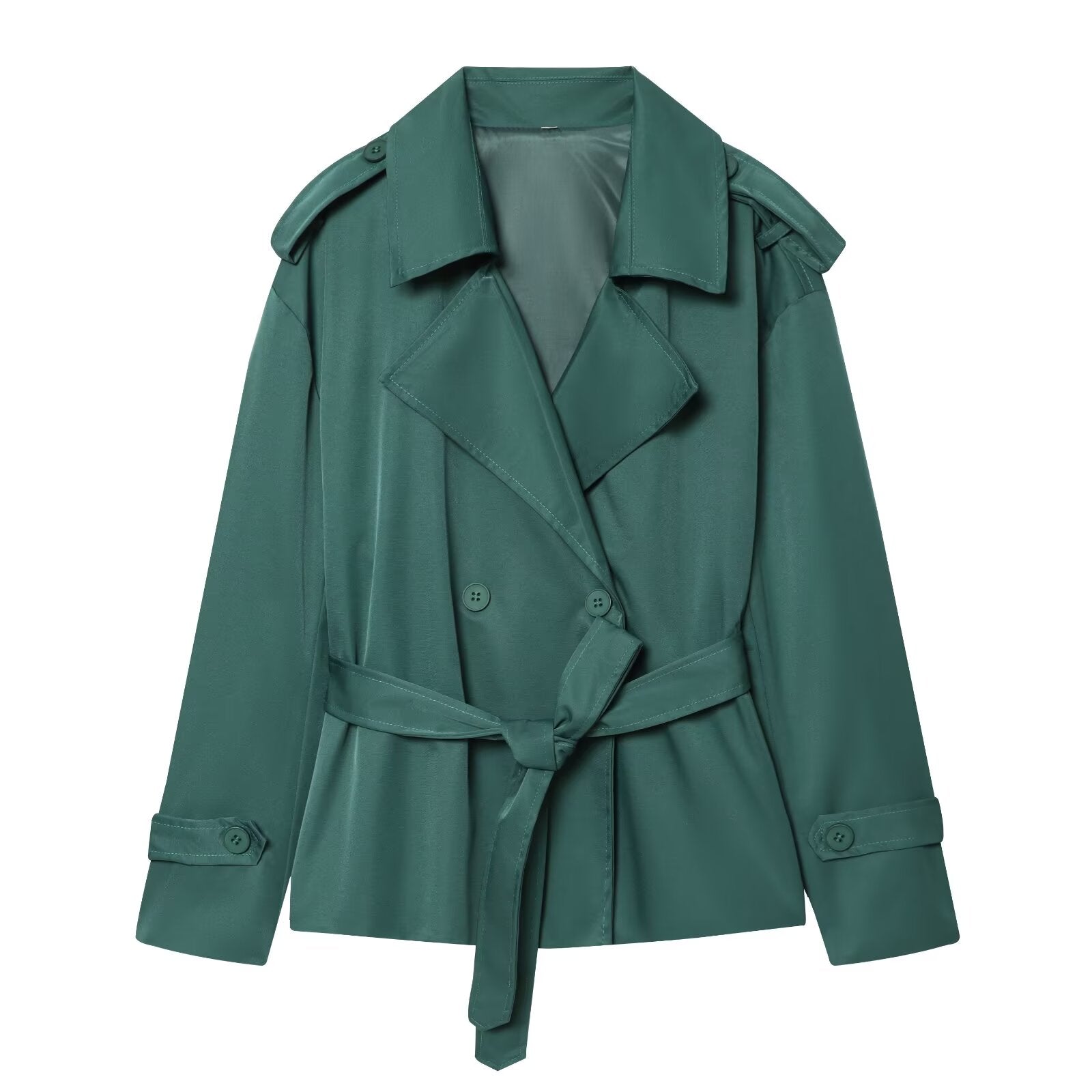 Women's with Belt short double breasted windbreaker Coat