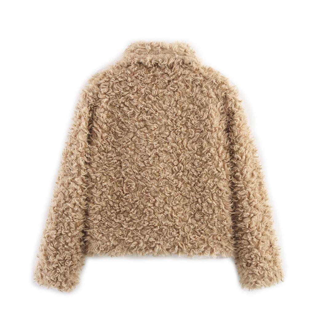 Women's 2025 new fashion faux fur effect short lapel Coat