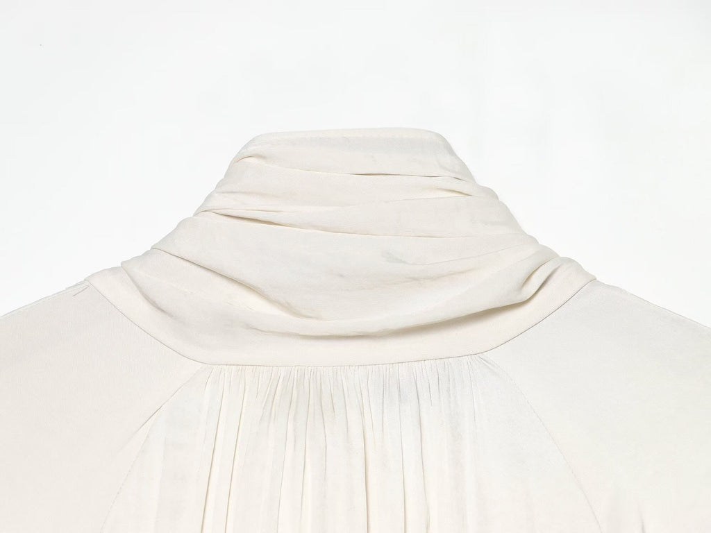 Women's bow decoration casual draped shirt