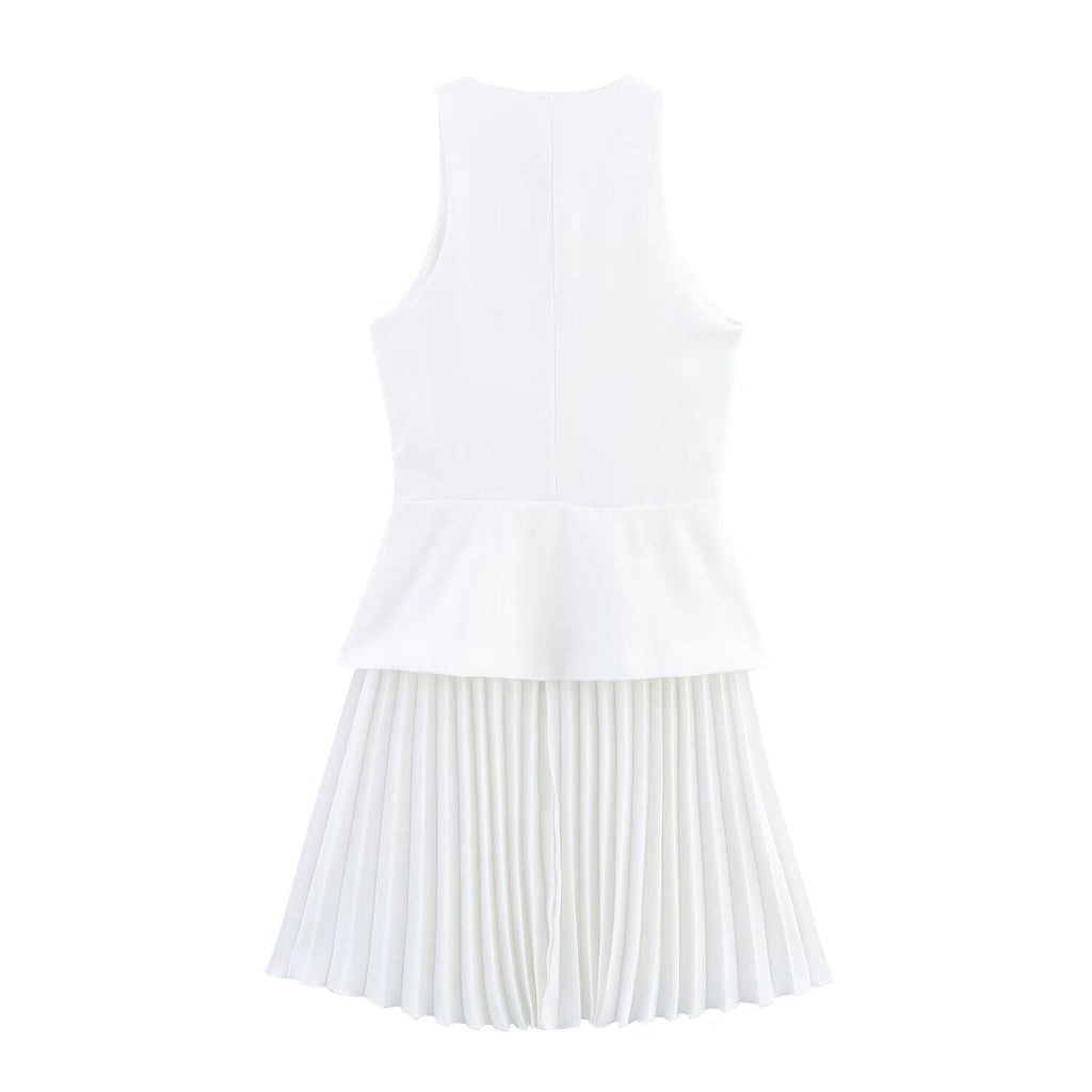 Women's new fashion sleeveless patchwork vest style mini dres