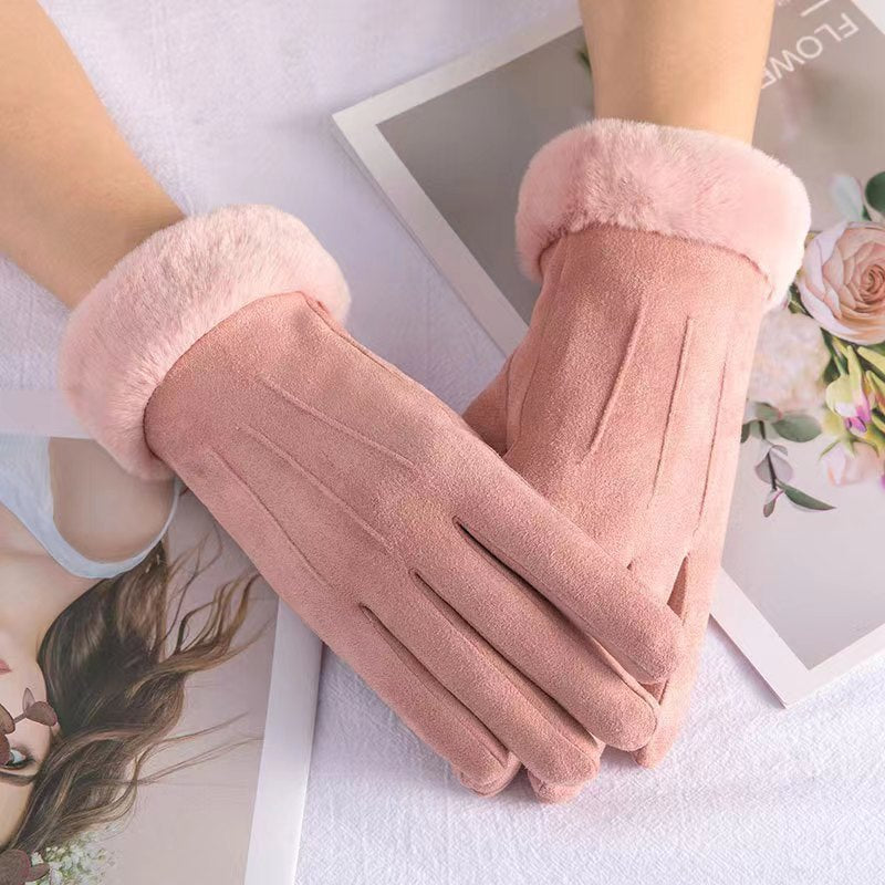Women's new suede touch-screen gloves