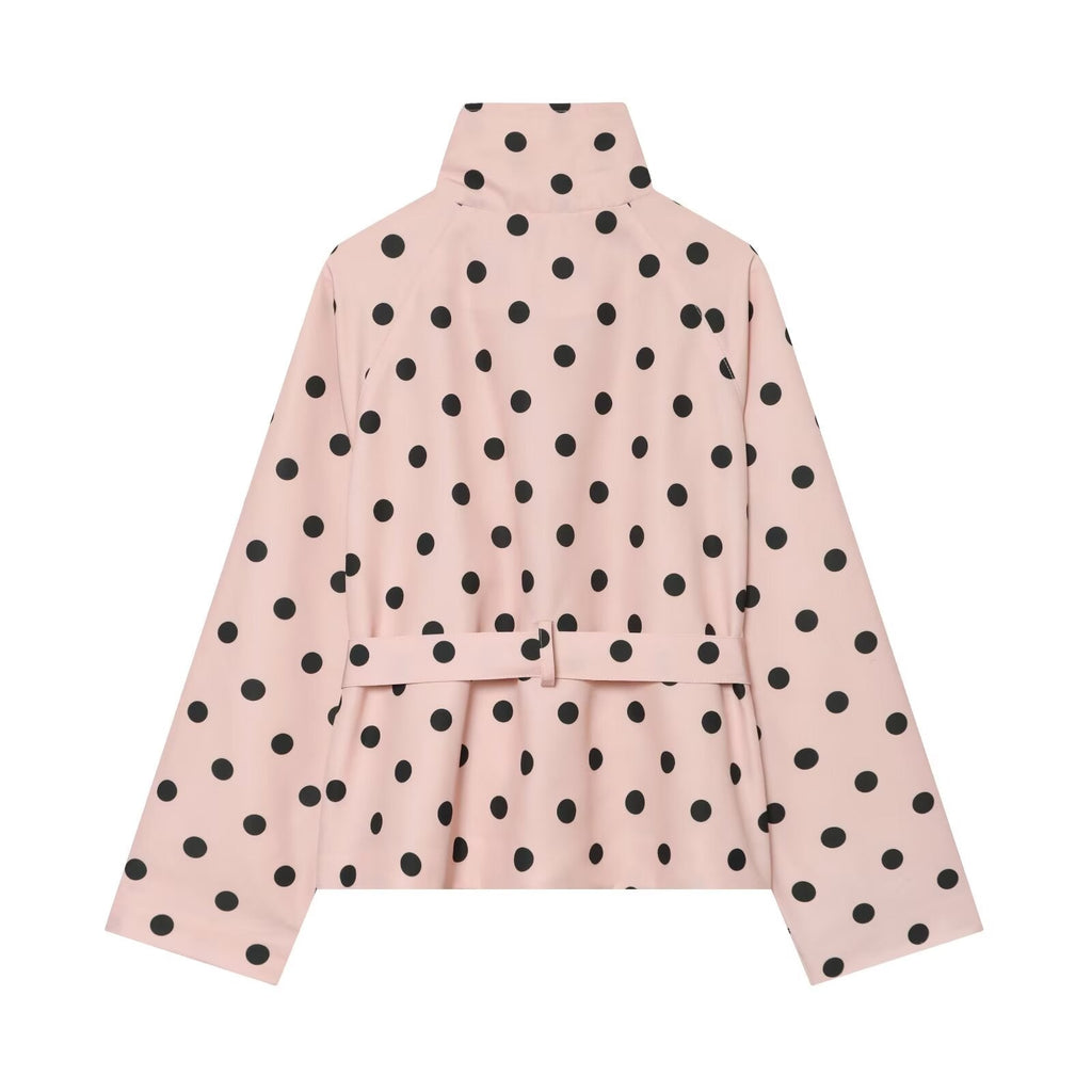 Women's standing collar polka dot windbreaker Coat