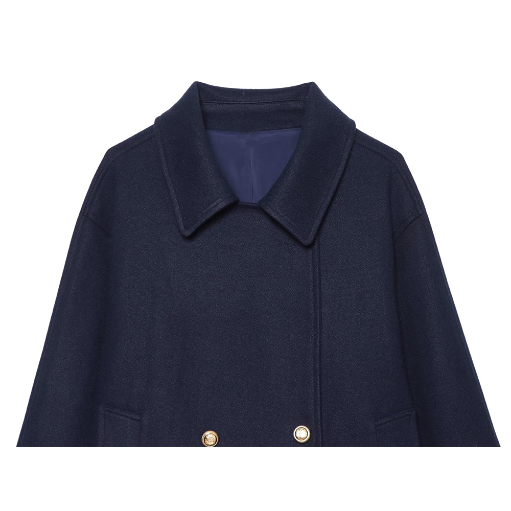 Women's casual double breasted lapel coat